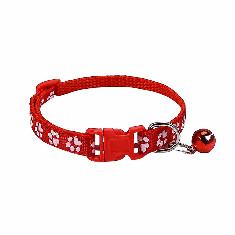 Cartoon Footprint Pet Collar with Bell Colorful Dog Puppy Cat Kitten Collar Adjustable Safety Bell Ring Necklace Pet Accessories