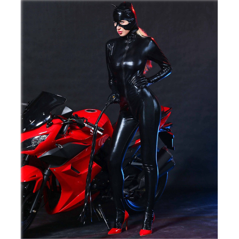 Sexy Set Latex Catsuit Faux Leather Cat Women Jumpsuit Stretch PVC Bodysuit Lingerie gay fetish Costume body sexy erotic suit 230817 - view 5
