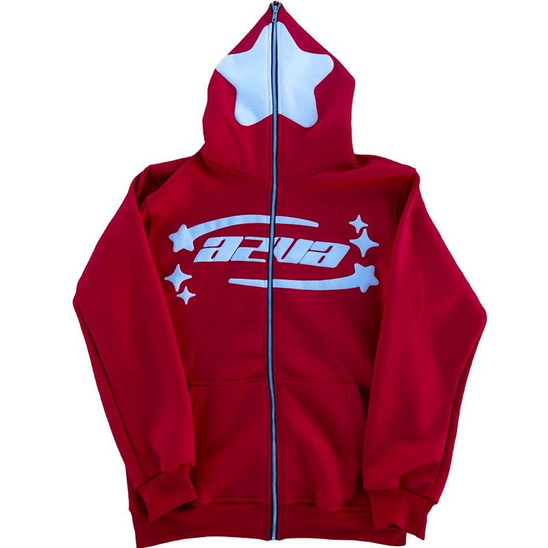 Men's Hoodies Sweatshirts Retro Zipper Star Printes Hoodie for Men Y2k American Hip-hop Casual Harajuku Sweater Gothic Punk Streetwear Loose Male