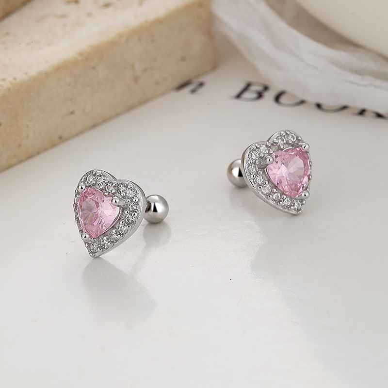 Stud TrustDavis 925 Sterling Silver Pink Red Heart Earrings for Women Girls Kids Birthday Gift Jewelry DS3921 230816