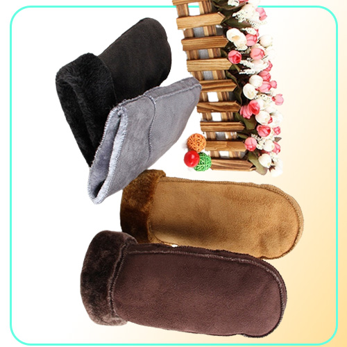 Women Sheepskin Mittens Gloves Thicken Wrist Fingerless Warm Winter Mittens 6 ColorsTrim Fur Leather Woolen Gloves for Hiking Ridi