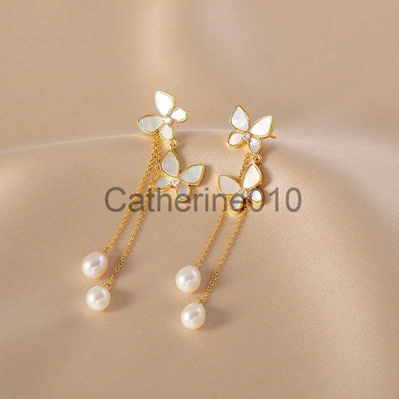 Charm New Fashion Trend Unique Design Elegant Delicate Pearl Butterfly Tassel Headphones Women Jewelry WeddParty Premium Gifts J230817