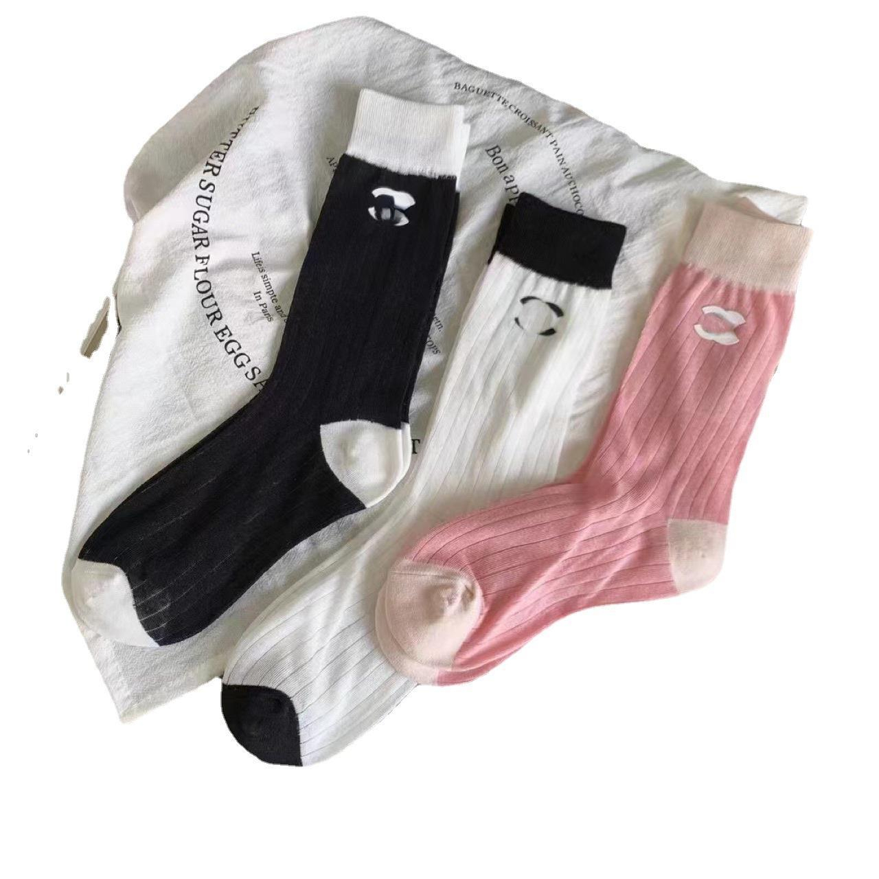 Spring and Summer Thin Cotton Socks Tube Sock Female Trendy Sock Socialite Temperament Contrast Color Ins Trendy Socks