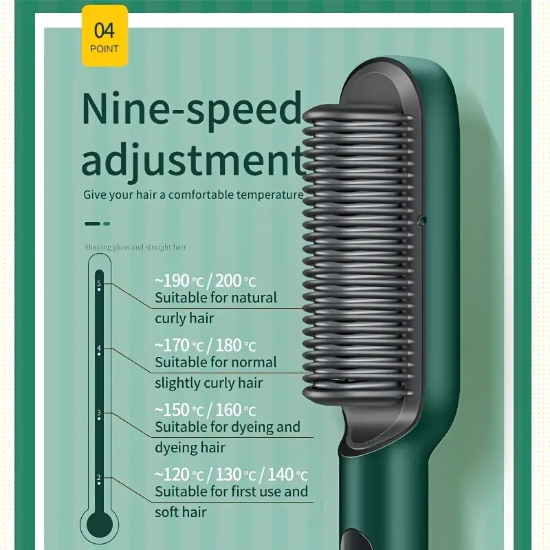 Professional Hair Straightener, 6 Gear Regulation Ionic Brush Anti Scald Static Hair Straightener