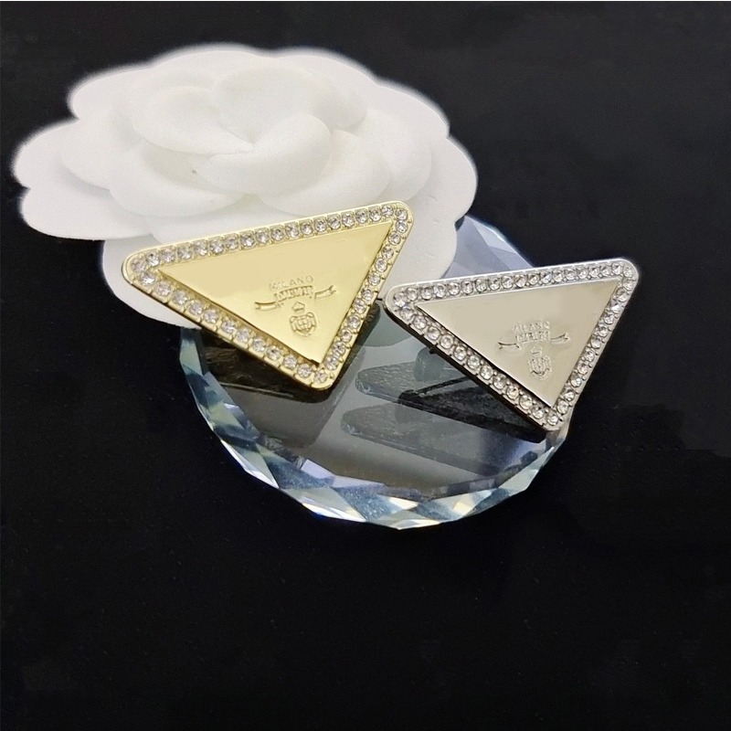 Triangle Letter Brooch with Stamp Crystal Triangle Special Letter Brooches Suit Lapel Pin Fashion Jewelry
