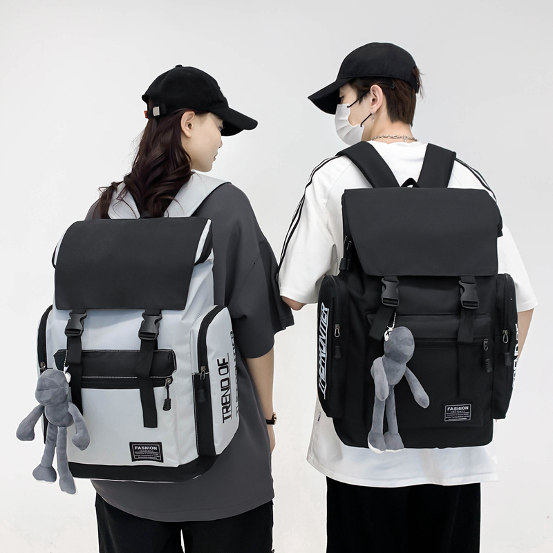School Bags Large Capacity Waterproof Men Backpack Trendy Pendant Bag for Girls Outdoor Leisure Travel Backpacks Student Bookbags 230817