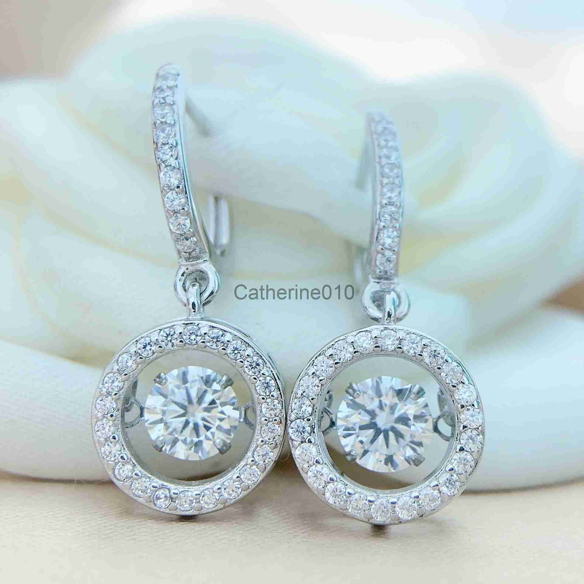 Charm PANSYSEN Classic 925 SterlSilver D Color VVS1 Real Moissanite Dangle Drop Earrings for Women WeddFine Jewelry Wholesale J230817