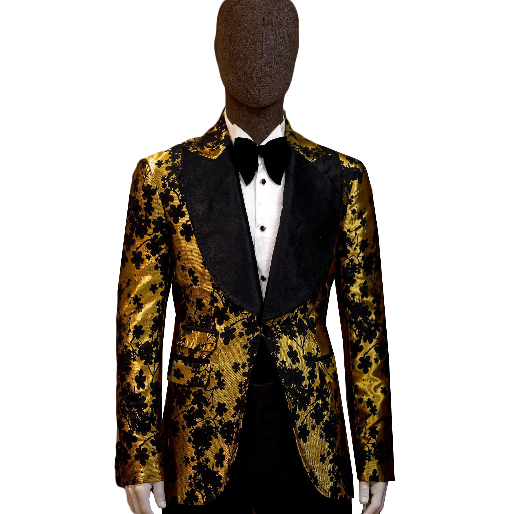 New Men Luxury Floral Printed Suit Peaked Lapel Tuxedos For Wedding Prom Evening Party 2 Pcs Jacket And Pants Ternos Masculino