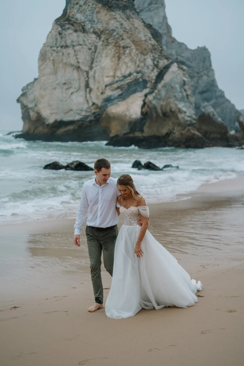 High Slit Beach Tulle Wedding Dresses Of The Shoulder Sweetheart Neck Lace Appliques Long Bohemian Bridal Gown Summer Vestido De Novia