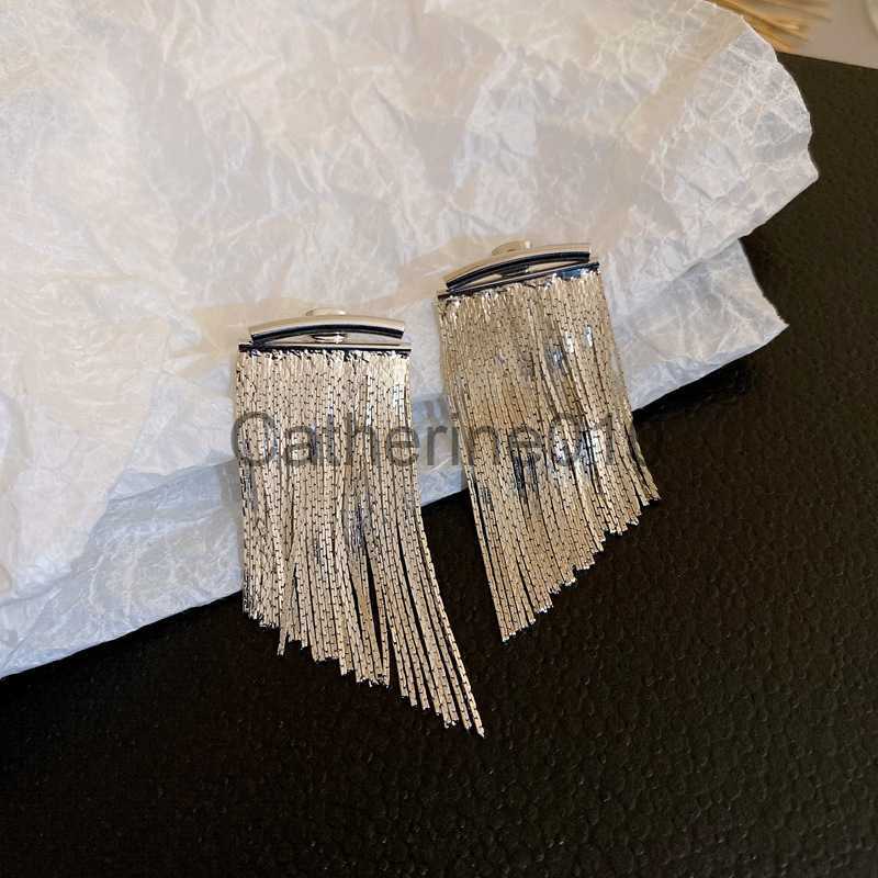 Charm 2023 Korean Fashion Silver Color Arc Bar Long Thread Tassel Earrings For Women WeddDaily Jewelry HangPendientes Gifts J230817