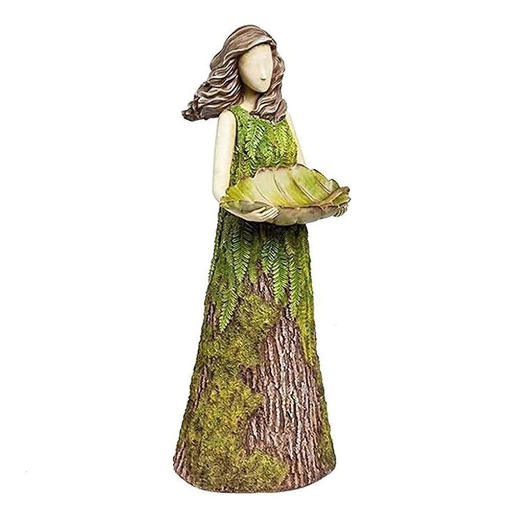 Garden Decorations Fairy Statue with Bird Feeder Lawn Resin Ornaments Art Sculptures for Outdoor Decoration 230816