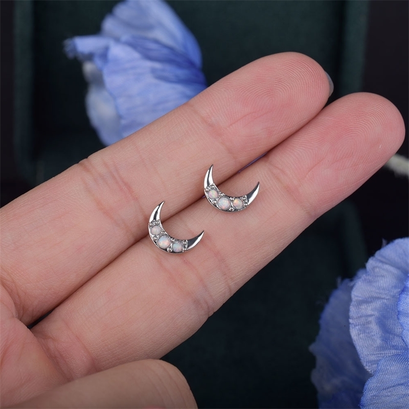 Stud ITSMOS Opal moon Earrings Female Crescent Moon Jewelry Piercing Studs for Women Birthday Gift 230816