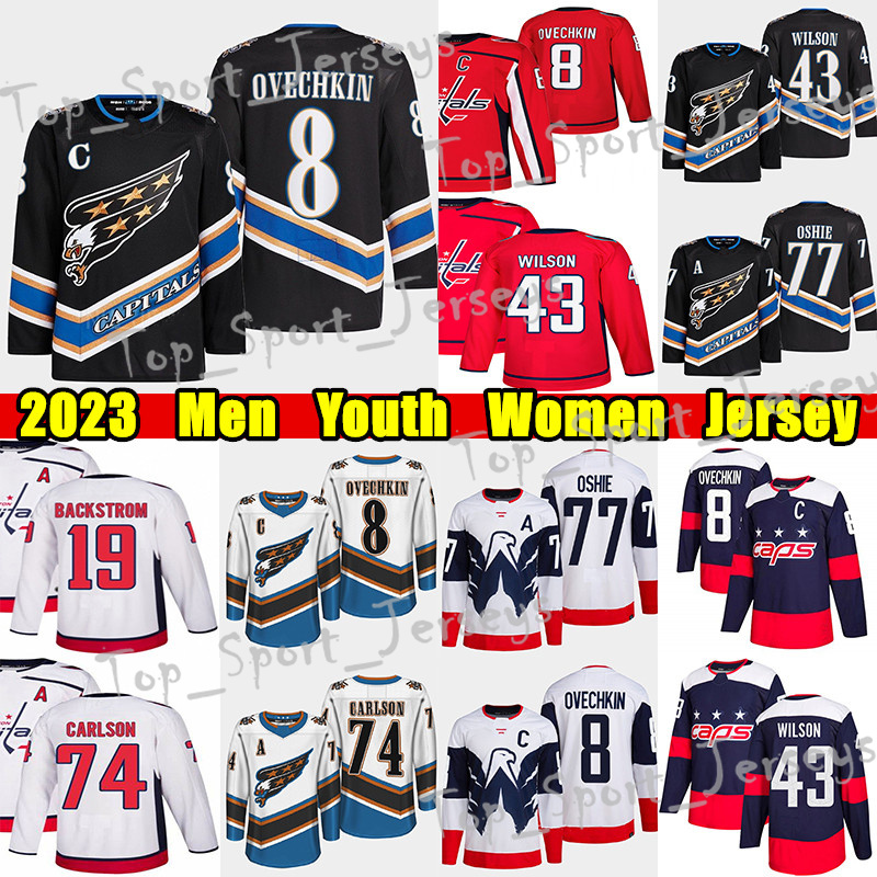 #8 Alexander Ovechkin Reverse Retro hockey jersey #43 Tom Wilson #77 T.J. Oshie John Carlson Joel Edmundson Max Pacioretty Dylan Strome Charlie Lindgren jerseys