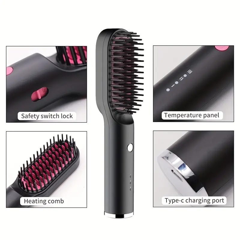 Multifunctional Beard Straightening Comb Ionic Hair Straightener Brush