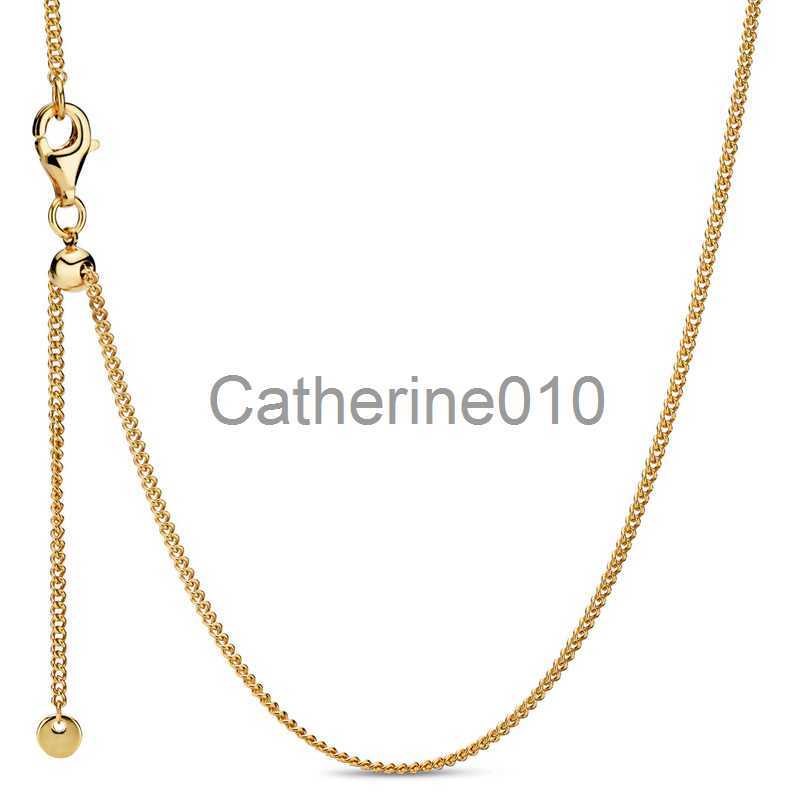 Pendant Necklaces Authentic 925 SterlSilver Rose Gold Curb SlidClasp Chain Adjust Basic Necklace For Women Bead Charm Diy Fashion Jewelry J230817