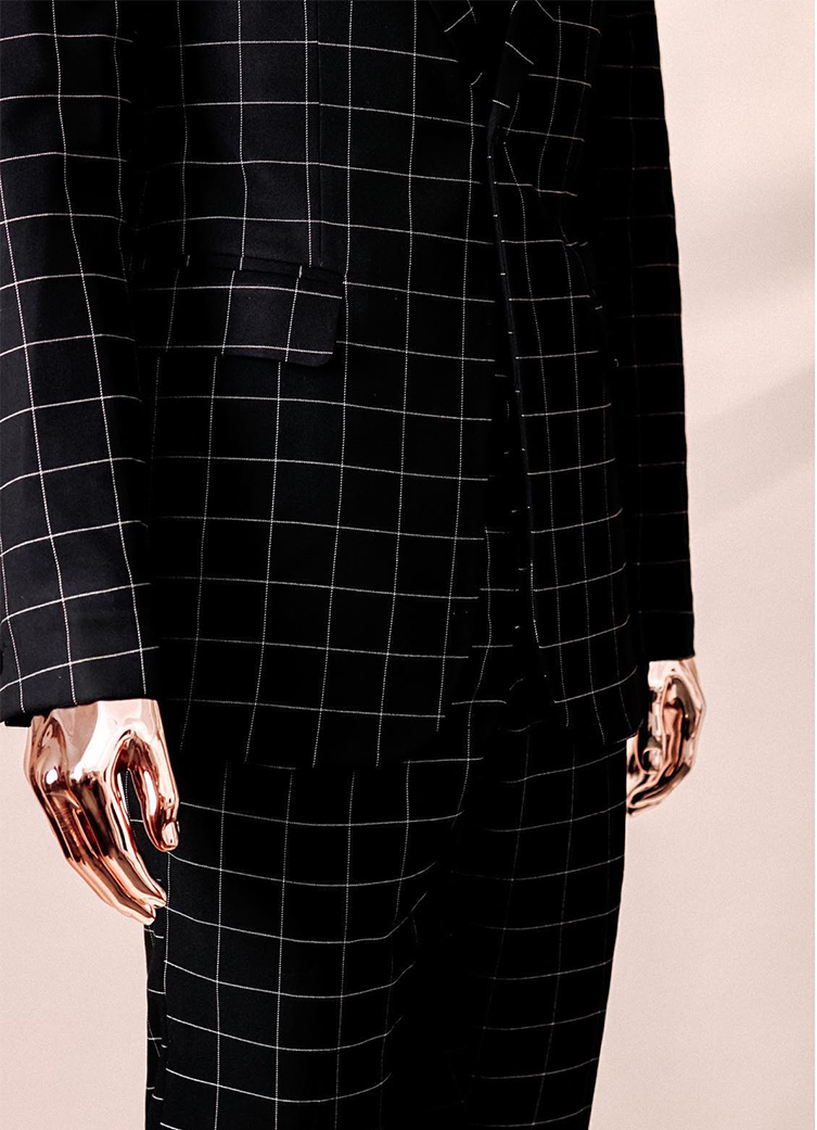 Black Plaid Men's Wedding Suits Peaked Lapel Slim Fit Tuxedos Groom Wear Evening Party 2 Pieces Jacket With Pants Custom Made