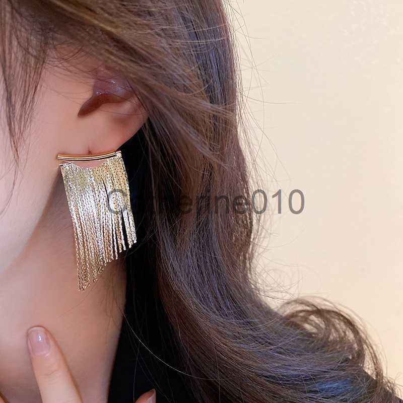 Charm 2023 Korean Fashion Silver Color Arc Bar Long Thread Tassel Earrings For Women WeddDaily Jewelry HangPendientes Gifts J230817