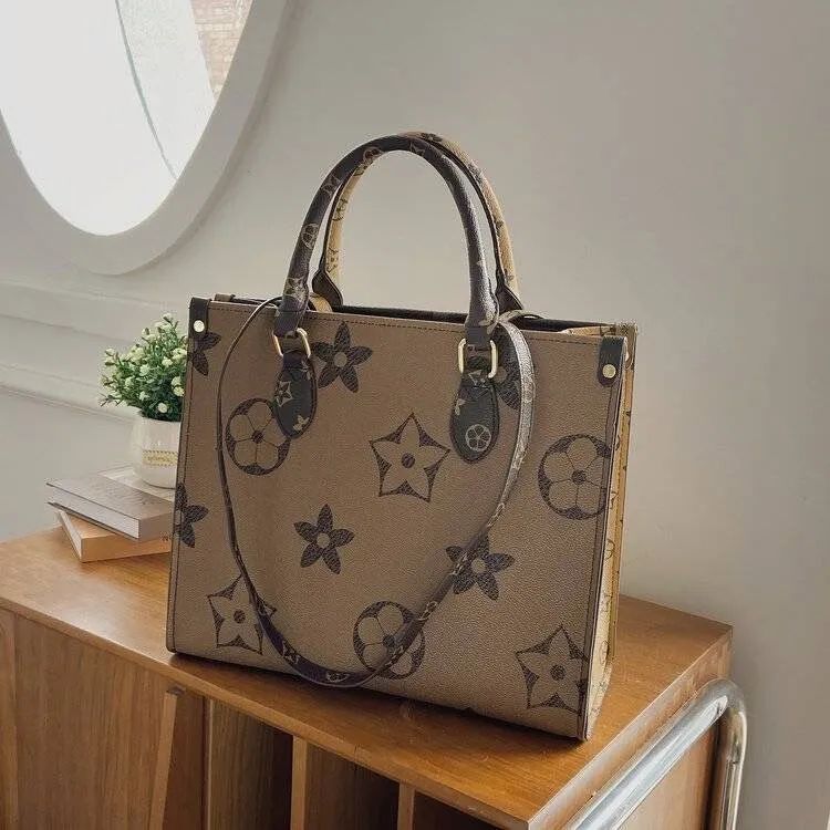 Luxury totes designer bag womens handbags Onthego tote bag Hot Crossbody flower ladies Casual PVC Genuine Leather purse shoulder bags female Large handbag MM GM
