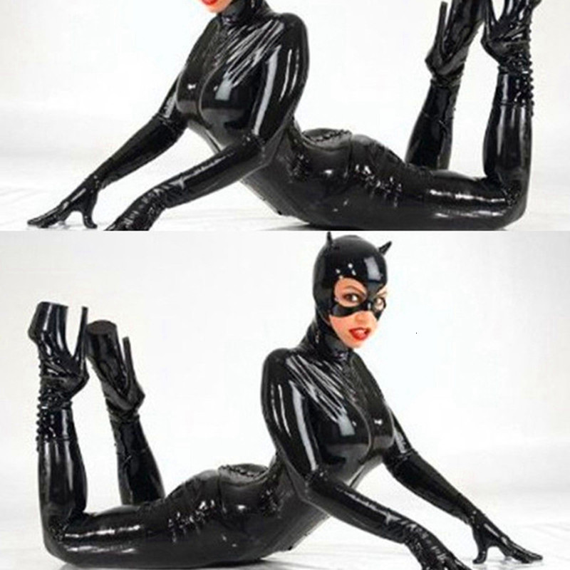 Sexy Set Latex Catsuit Faux Leather Cat Women Jumpsuit Stretch PVC Bodysuit Lingerie gay fetish Costume body sexy erotic suit 230817 - view 3