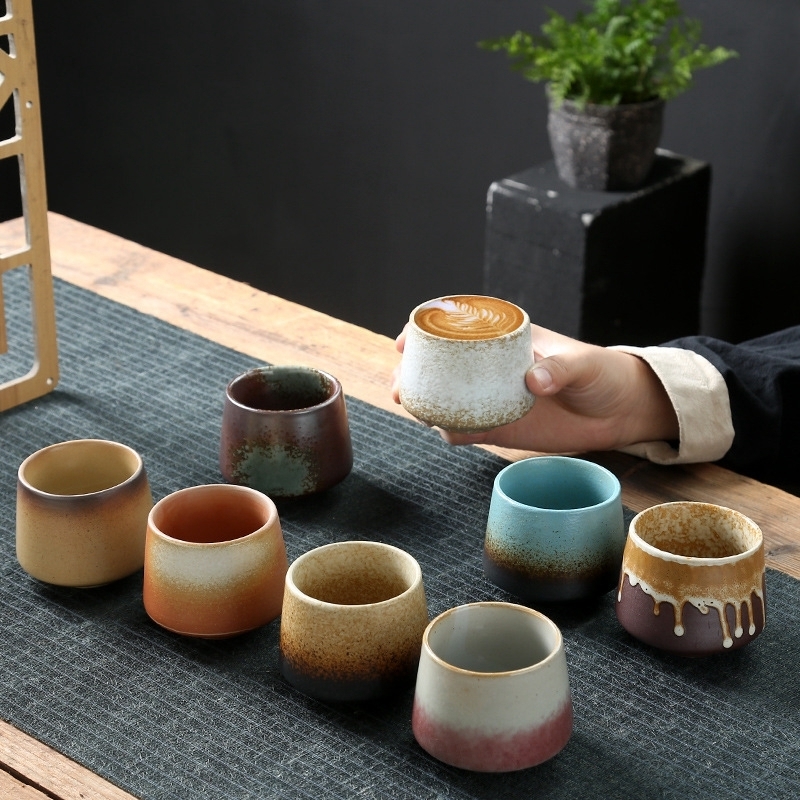 Mugs 1pcs Retro Japanese Style Ceramic Coffee Cup Coarse Water Cups Pottery Afternoon Tea Mug Teacup Breakfast Milk 230817