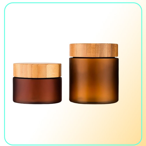 150g 250ml Empty Cream Container PET Frosted Amber Cosmetic Refillable Facial Hair Mask Plastic Jar With Bamboo Lid 20pcslot Stor6238963