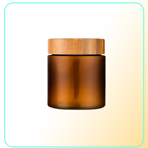 150g 250ml Empty Cream Container PET Frosted Amber Cosmetic Refillable Facial Hair Mask Plastic Jar With Bamboo Lid 20pcslot Stor6238963