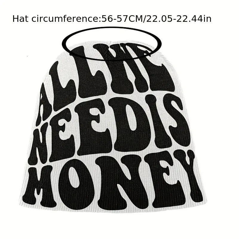 BeanieSkull Caps ALL WE NEED IS MONEY Beanie Letter Jacquard Hip Hop Knit Hat Unisex Y2K Skull Cap Warm Elastic Beanies Cap For Women Men 230816