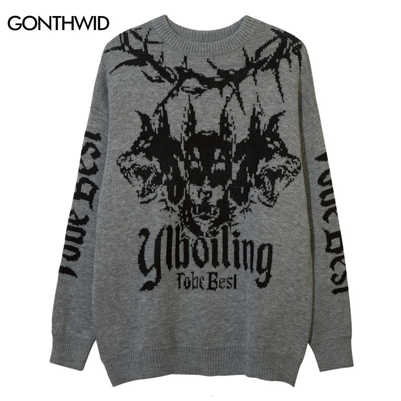 Men's Sweaters Vintage Knitted Sweater Streetwear Y2K Grunge Hip Hop Graphic Punk Gothic Pullover Oversized Jumpers Harajuku Fashion Couple 23081
