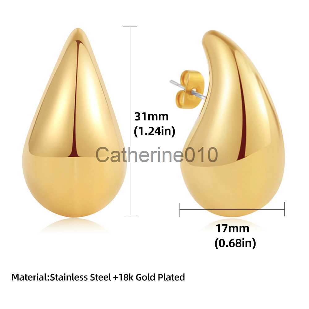 Charm Chic Exaggerate Big Waterdrop Drop Earrings for Women Dupes Chunky Teardrop Stainless Steel Gold Plated Statement Ear Jewelry J230817