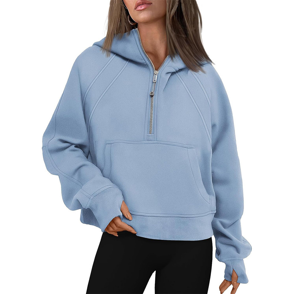 Womens Hoodies Sweatshirts Half Zip Cropped Long Sleeve Fleece Quarter Pullover Fall Outfits Clothes 230817