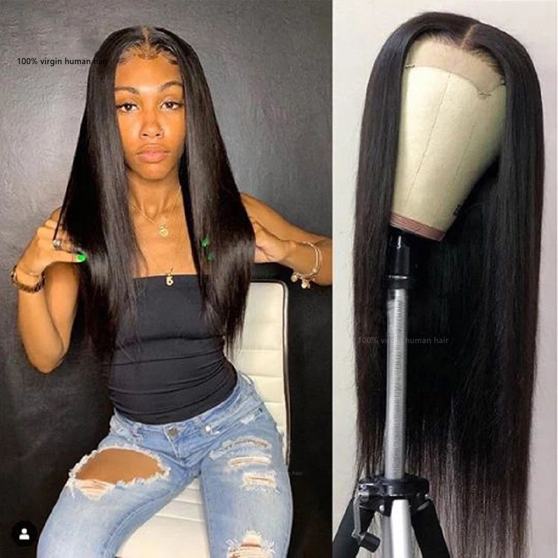Brazilian 5X5 Lace Wig Silky Straight 10-34Inch 150% Density 100% Human Hair Natural Color Free Part