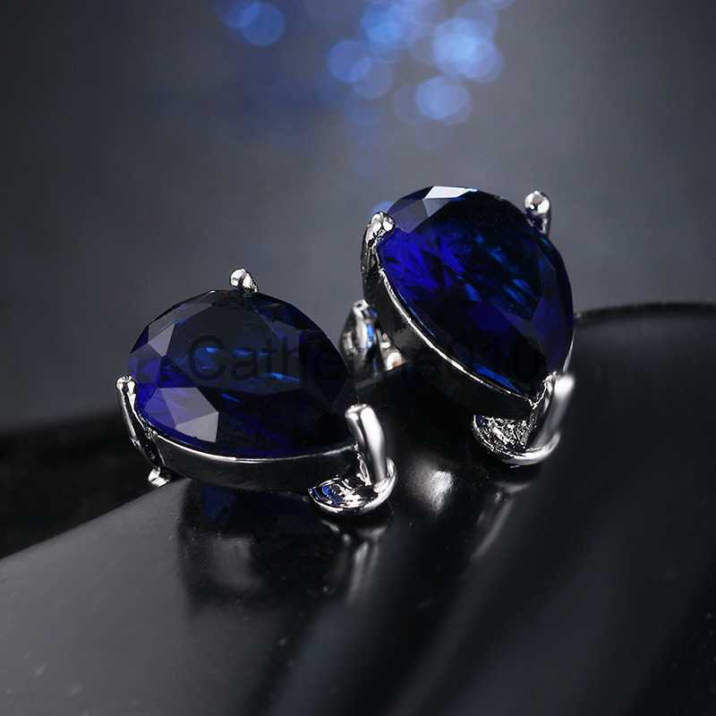 Charm Fashion Crystal Women Ear Cuff New Zirconia Simple Green Water Drop Clip Earrings Korean Cute Jewelry Womens Accessories J230817