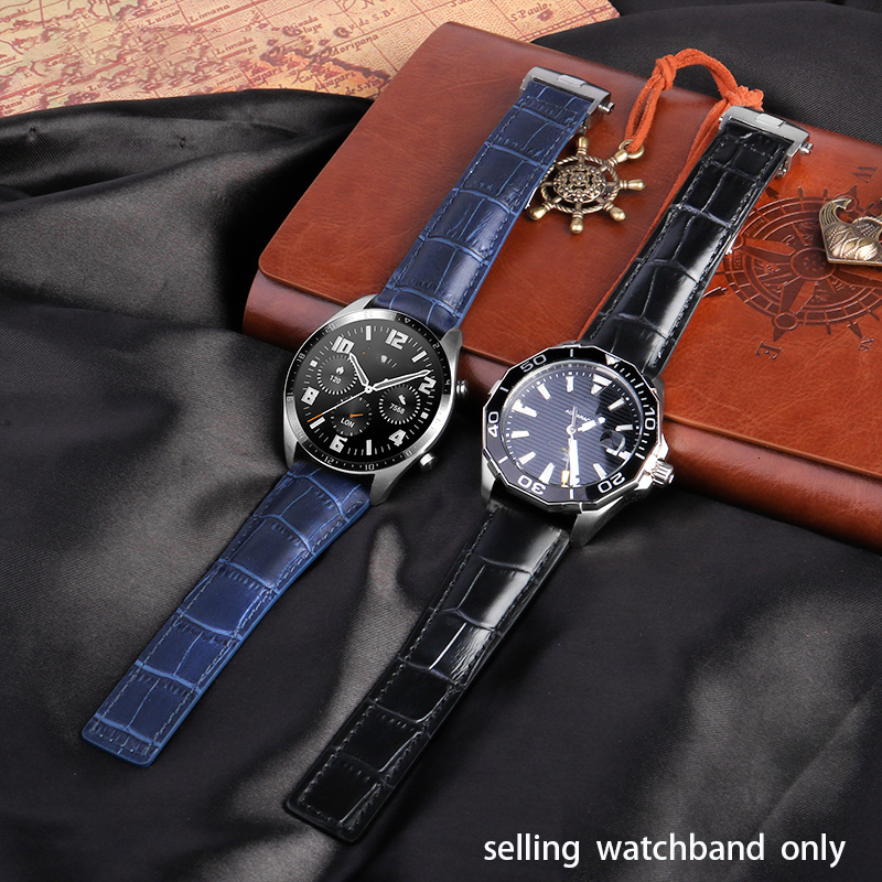 Watch Bands For Calera leather watchband Blue brown black red line Mens watch strap accessories 19mm 20mm 22mm 230816