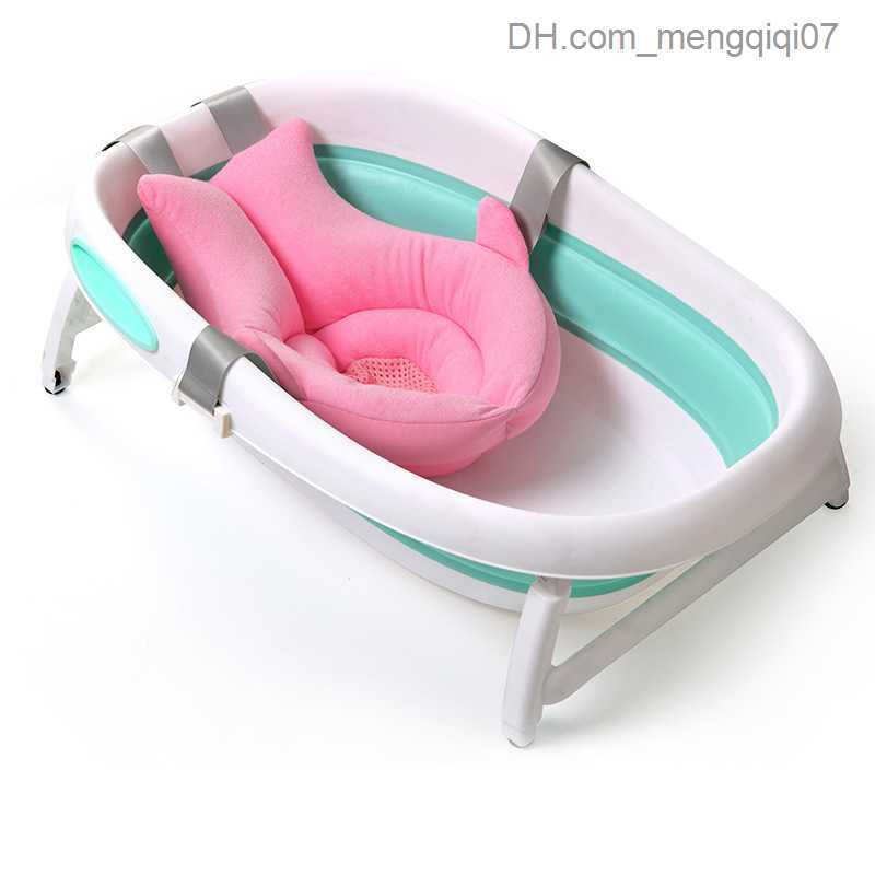Bathing Tubs Seats Baby shower flowering newborn bathtub foldable shark shaped mat skin bath mat portable bathtub soft seat game mat 80cm Z230817
