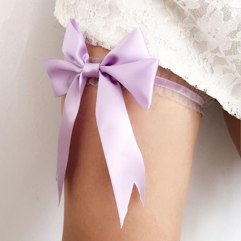 Garters Sexy Lace Bowknot Bridal Garter Bride Wedding Accessories Leg Belt Women White Pink Blue Green