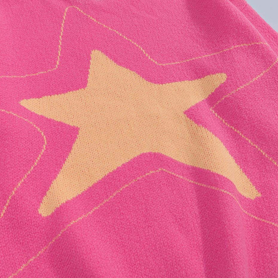 Men's Sweaters Star Sweaters Y2K Oversized Knitted Sweater Men Autumn Winter Jumpers Pullovers Harajuku Streetwear Hip Hop Sweater Pink 230815