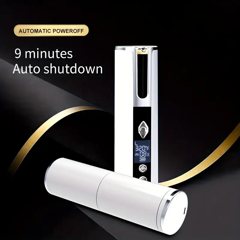 Rechargeable Wireless Hair Curler with LCD Display - Portable Automatic Ceramic Air Spin Curling Iron Styler for Women