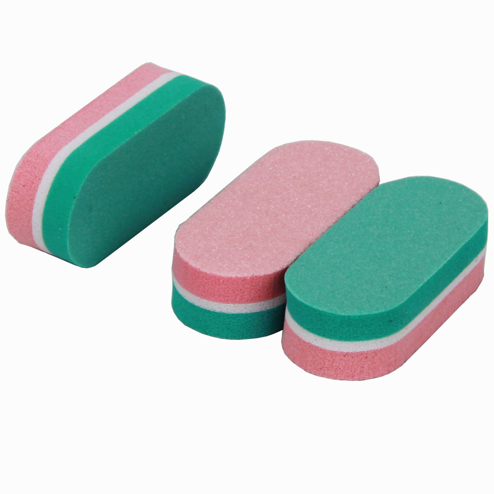 Mini Oval Nail Buffer Block Foot Rasps Double Sided Mixed Color DIY High Elastic Sponge Professional Polishing Care Repairing Polish Nails Art Tool Pu