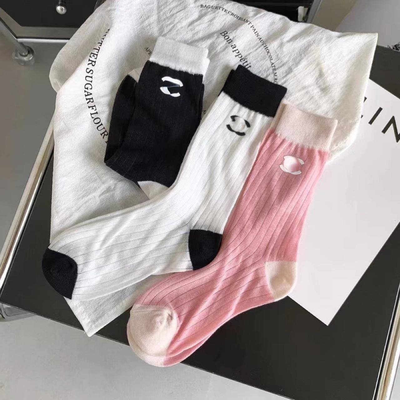 Spring and Summer Thin Cotton Socks Tube Sock Female Trendy Sock Socialite Temperament Contrast Color Ins Trendy Socks