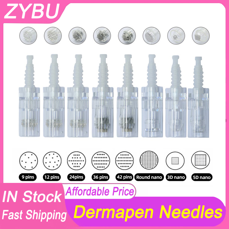 50Pcs Needles Cartridge Dr.Pen Derma Skin Care R 1/3/F5/7/9/12/24/36/42 Pin Nano Tip 3D 5D Silicone Microneedle Cartridges Replacement Head Dermapen U