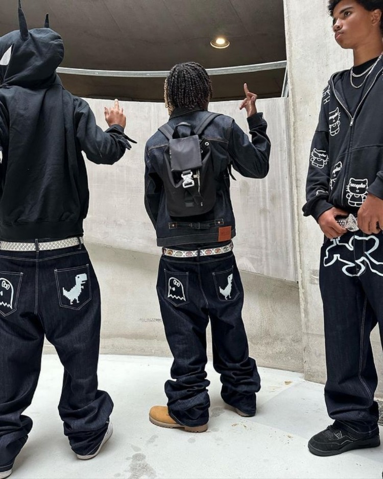 Men's Jeans Y2K Jeans Streetwear Harajuku Hip Hop Cartoon Graphic Print Baggy Jeans Black Pants Men Women Gothic Wide Leg Trousers 230815