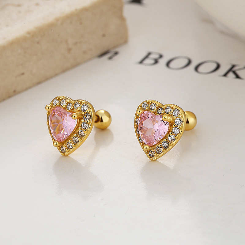 Stud TrustDavis 925 Sterling Silver Pink Red Heart Earrings for Women Girls Kids Birthday Gift Jewelry DS3921 230816