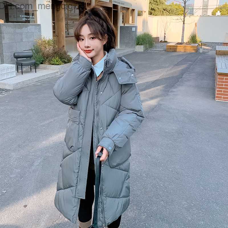 Women's Down Parkas CRRIFLZ Women's Autumn Solid Hooded Jacket Diamond Plaid Loose Coat Mid length Park Suitable for Fashion Z230817