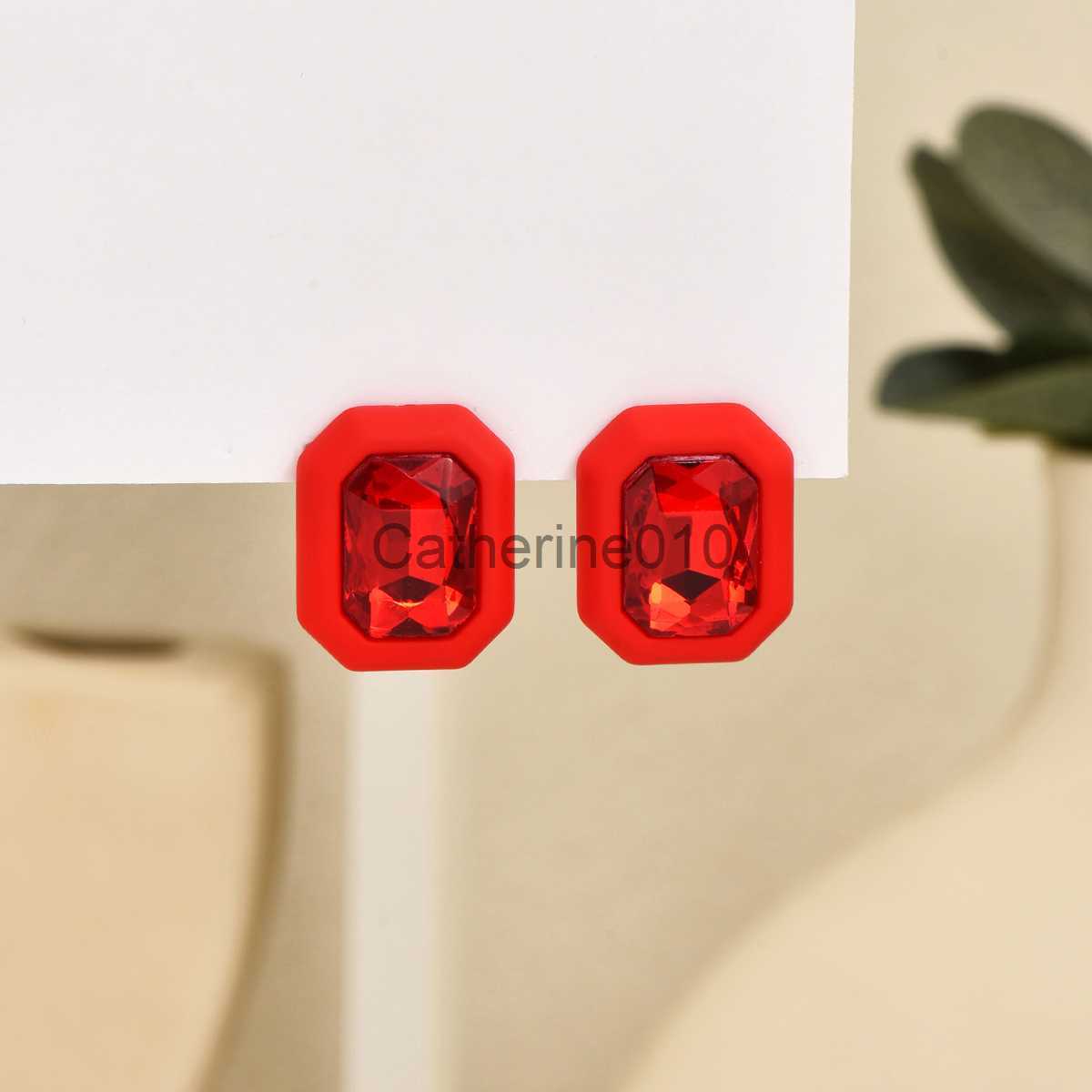 Charm Rhinestone Earrings For Women New Square Stud Earrings pendientes 2023 Trend Geometric Office Party Gift Fashion Jewelry J230817