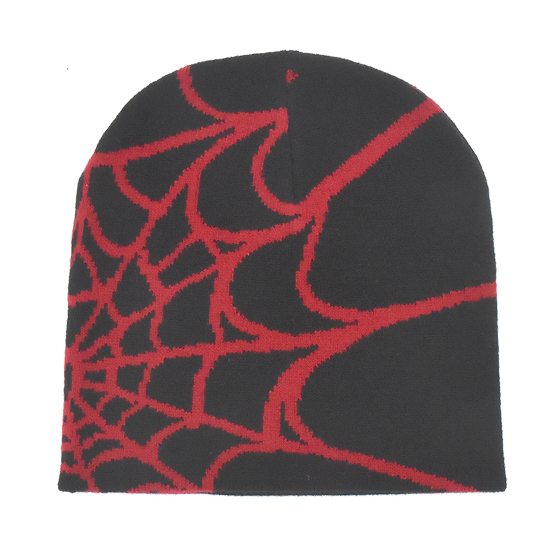 BeanieSkull Caps Y2K Gothic Spider Pattern Wool Acrylic Knitted Hat Women Beanie Winter Warm Beanies Grunge Hip Hop Casual Skullies Outdoor Cap 230816