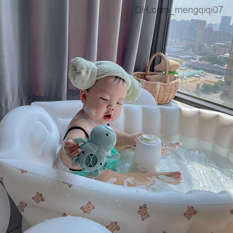 Bathing Tubs Seats Baby inflatable baby bathtub baby bubble portable bathtub chair PVC multifunctional seat feeding chair baby swimming pool Z230817
