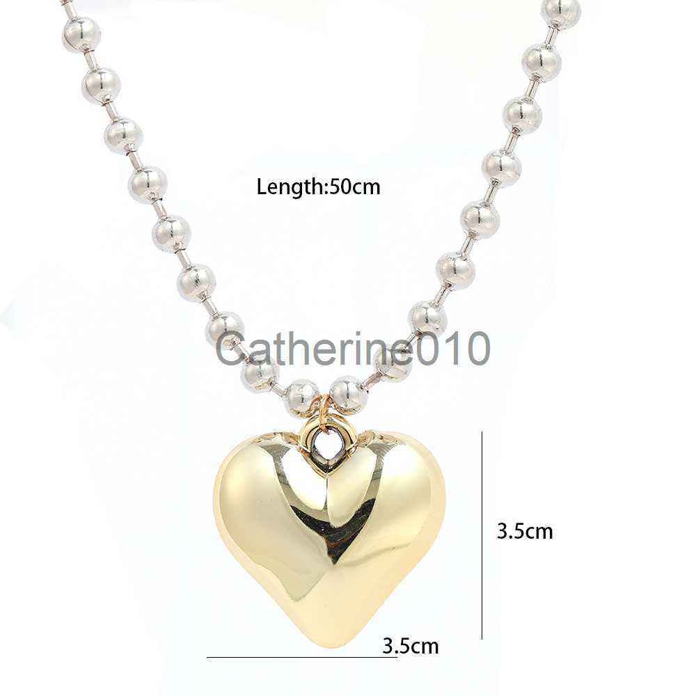 Pendant Necklaces 2023 Hip Hop INS Party Big Love Heart Pendant Necklaces for Women Aesthetic Beads Chains Short Choker Girls Party Jewelry J230817