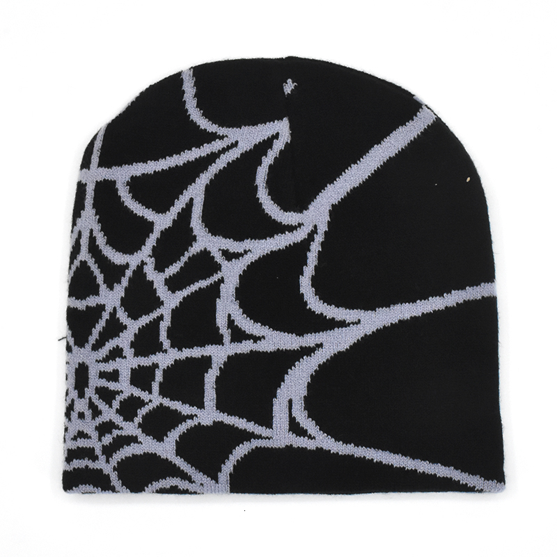 BeanieSkull Caps Y2K Gothic Spider Pattern Wool Acrylic Knitted Hat Women Beanie Winter Warm Beanies Grunge Hip Hop Casual Skullies Outdoor Cap 230816