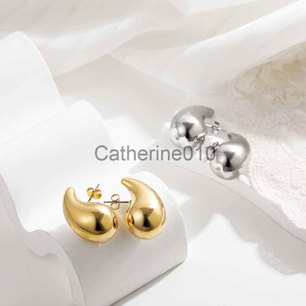 Charm Chic Exaggerate Big Waterdrop Drop Earrings for Women Dupes Chunky Teardrop Stainless Steel Gold Plated Statement Ear Jewelry J230817