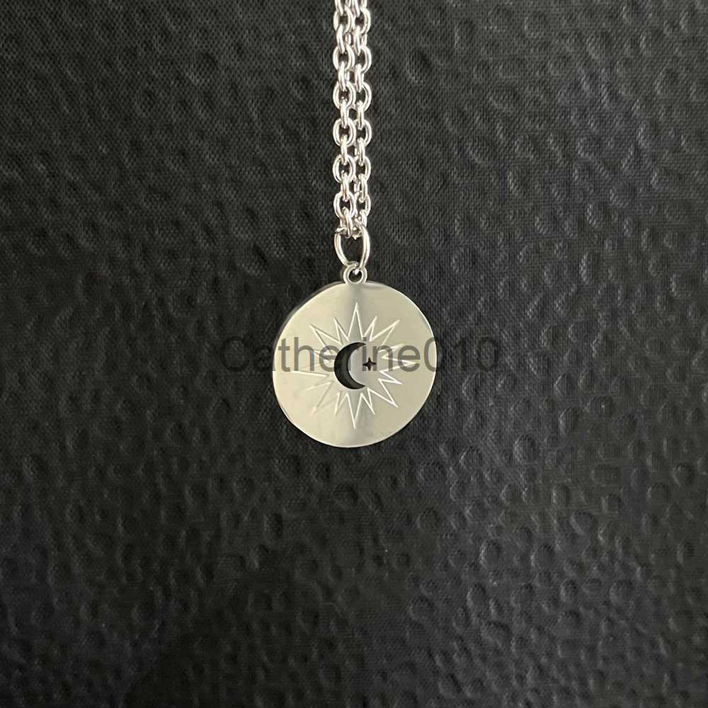 Pendant Necklaces TV Series The Eclipse Ayan Khaotung Cosplay Moon Star Circular Pendant Titanium Steel Necklace Lovers Jewelry Accessories J230817